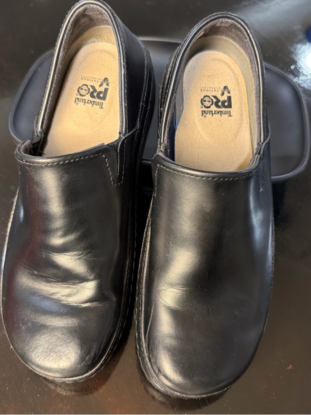 Timberland PRO Black Leather Slip-On Work Clogs